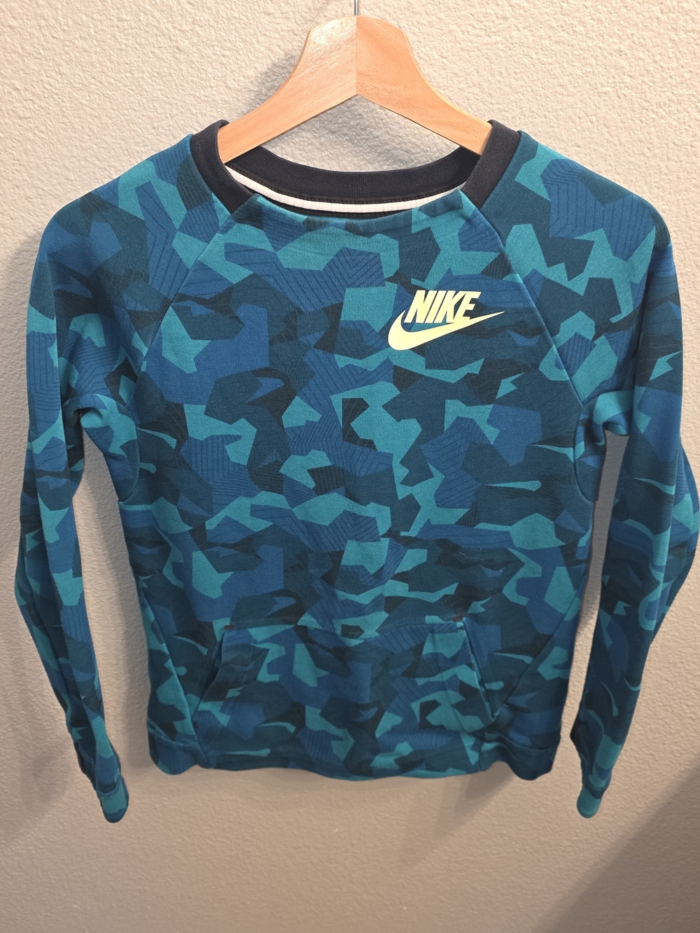 Nike Boy’s Teal Camo Crewneck Sweater